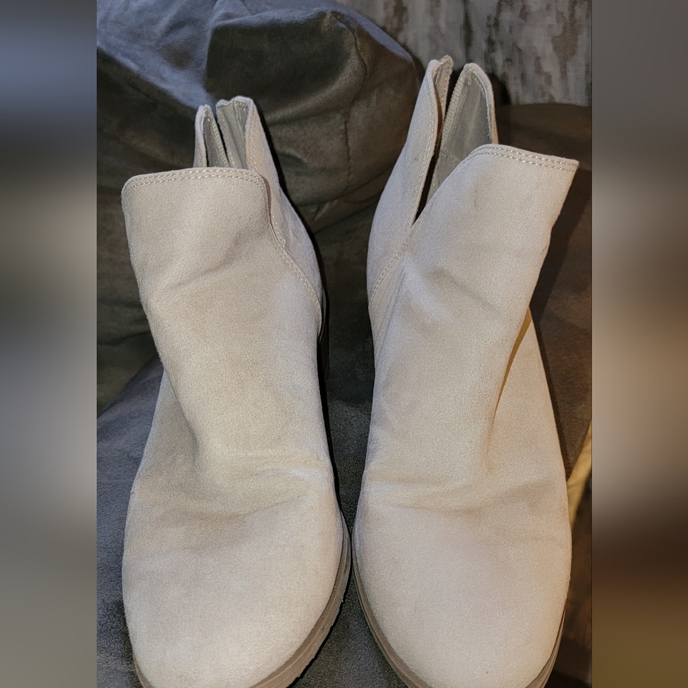 Cream Low Ankle Booties